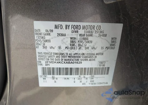 2010 Ford Edge Limited from USA, damaged, VIN 2FMDK4KCXABA01629